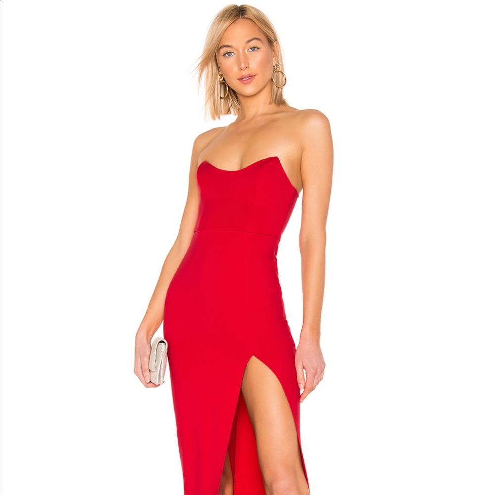 Revolve Strapless Red Gown